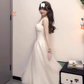 White suspender dress gentle temperament high-end dress waist A-line princess dress R0458
