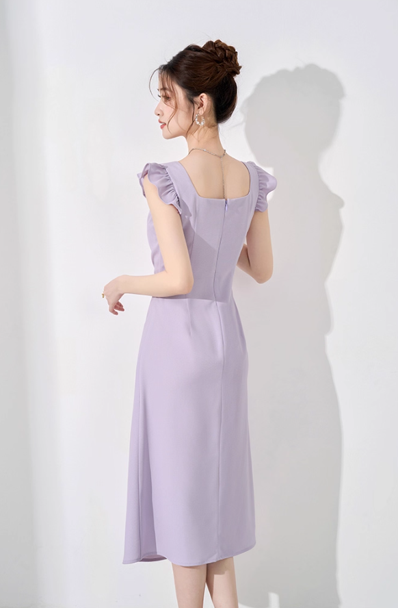 French style purple dress new hot style design temperament long skirt R4218