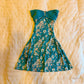 Blue retro floral tube top sexy waist skirt homecoming dress R2612