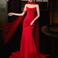 Red mermaid long prom dress, evening dress for women   S6834