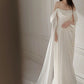 White long evening gown off shoulder birthday party dress   S6833