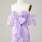 Sweetheart Lace Tight Mini Dress Lavender Homecoming Dress        S3667