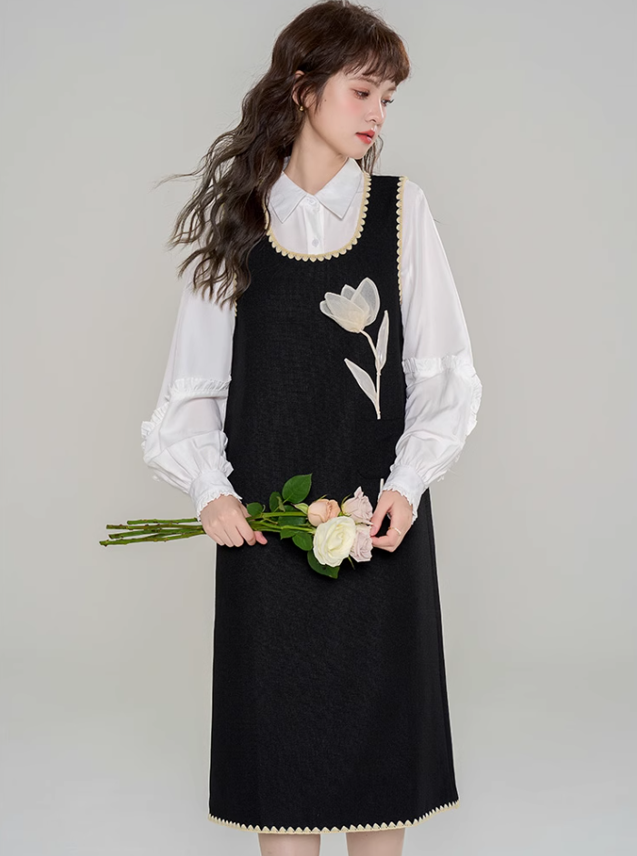 French retro suspender dress new style age-reducing beautiful suit skirt two-piece suit R2361