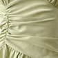 Green square neck short-sleeved dress high-end French pleated waist ruffle skirt R0084