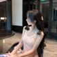 Pink suspender dress popular Korean style temperament daughter short skirt R4383