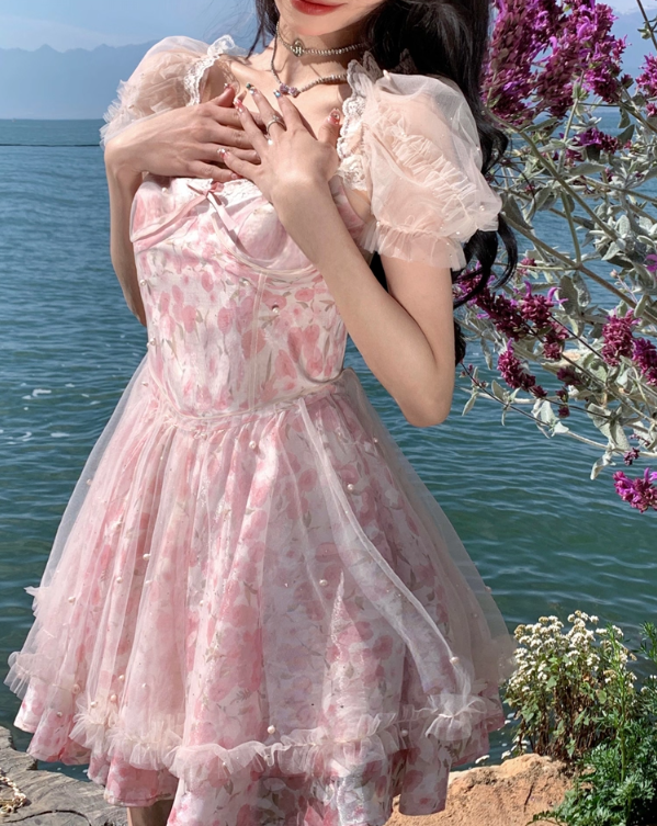 New romantic print floral dress R4984