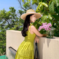 Bohemian holiday long dress elastic square neck slim waist embroidered ruffled suspender dress R0206
