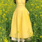 Travel wear women's yellow suspender dress gentle temperament super beautiful waist skirt R0437