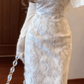 French gentle style white lace suspender dress 2025 new style temperament high-end waist slim hip skirt R0455