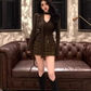 Sexy hot girl slim fit V-neck long-sleeved top 2025 plus size plaid hip skirt suit R1336