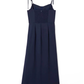 2025 Summer New French Retro Blue Waist Cross Pleated Suspender Dress R0971