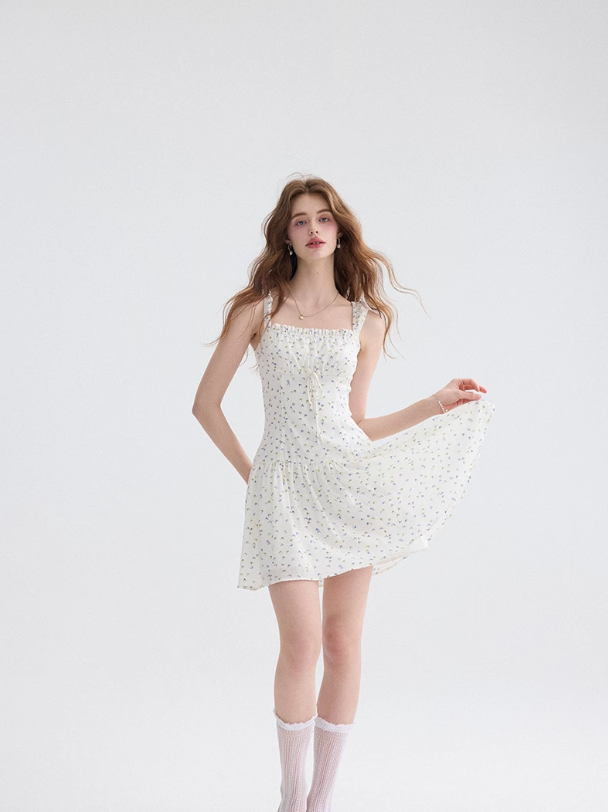 French floral suspender skirt pastoral style dress short skirt holiday style skirt R2756