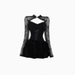 Rich daughter feeling lace splicing top 2025 pure desire A-line skirt suit R1303