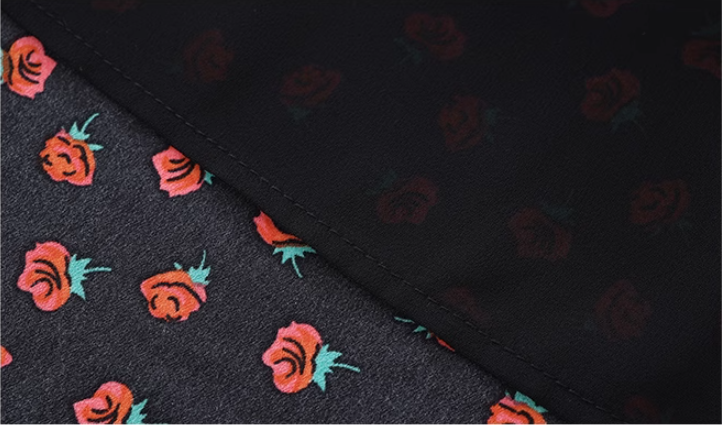 French holiday style long black 2025 new sling floral slim dress R2655