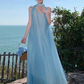 Beach vacation outfit high-end fairy temperament ribbon sleeveless halter dress long skirt R0247