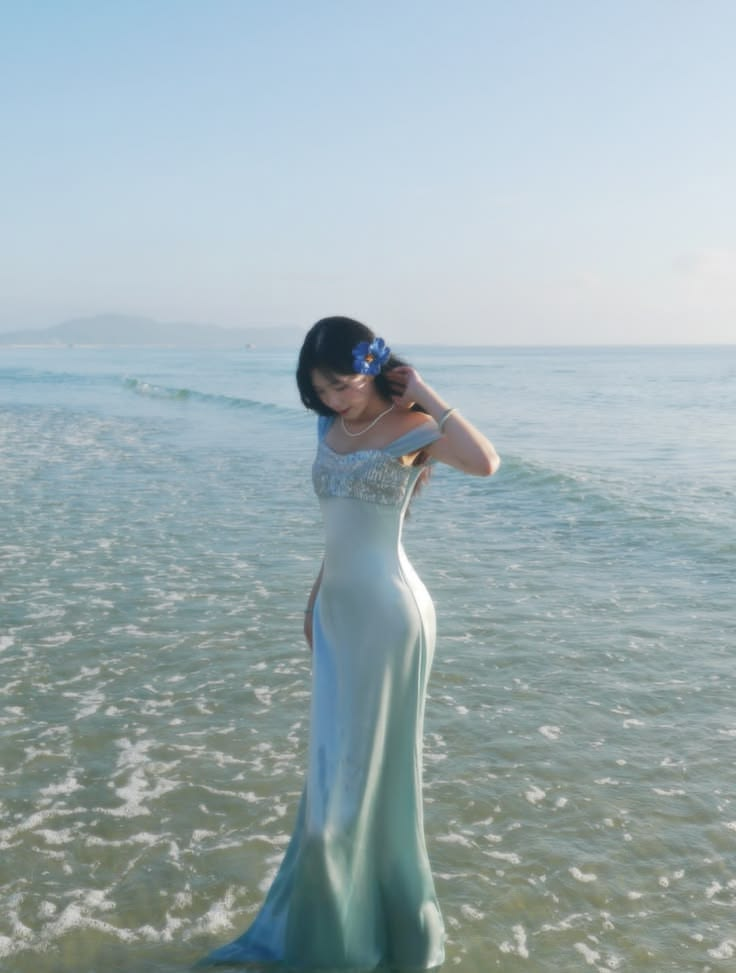 Slim Silky Satin Embroidered Prom Gown Mint Green Women's Maxi Birthday Dress Evening Dress RS2981