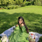 Flowy Chiffon Women's Prom Gown Green Waist Fitted Maxi Evening Dress Party Dress — Fall Outfit 2026 New  RS3348