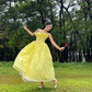 Vibrant Puffy Tiered Women's Prom Gown Yellow Waist Fitted Maxi Evening Dress Birthday Dress — Fall Outfit 2026 New  RS3415
