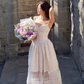 Pretty Transparent Tulle Women's Prom Gown White Waist Fitted Maxi Evening Dress Party Dress — Fall Outfit 2026 New  RS3337