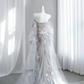 Gorgeous Embroidered Feather Decor Sweetheart Mermaid Satin Corset Maxi Wedding Dress RS3131