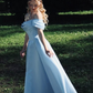 Clean Silky Women's Prom Gown Pale Blue Corset Maxi Evening Dress Birthday Dress — Fall Outfit 2026 New RS3139