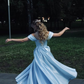 Clean Silky Women's Prom Gown Pale Blue Corset Maxi Evening Dress Birthday Dress — Fall Outfit 2026 New RS3139