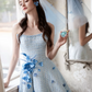 Chanel-inspired Applique Prom Gown , Blue Women's Maxi Evening Dress Birthday Dress RS2723