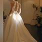 French Chic White Applique Halter A-Line Satin Silky Corset Maxi Wedding Dress RS2513