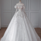 White one-shoulder diamond classic elegant waist slim fit puffy skirt bridal dress R6014