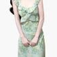 2025 Summer New Green Floral French Tea Break Seaside Vacation Long Dress R0975