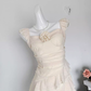 French holiday rose temperament long tail sleeveless atmosphere suspender dress R0297