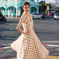 Retro White A-Line Halter Red Polka Dots Maxi Prom Dress Summer Dress RS641