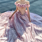French Chic Pink A-Line Off-the-shoulder Applique Corset Maxi Prom Dress Evening Dress RS644