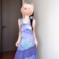 Purple floral suspender dress retro irregular ruffle waist temperament long skirt R0460