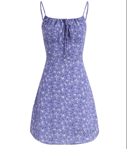 French holiday style short purple 2025 new suspender dress R2645