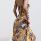 French retro slim fit dress with side slit and waist cinching for slimming effect, long suspender dress R2867