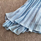 New French retro diamond round neck loose long trumpet sleeve pleated dress R0311