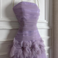 Gentle Purple A-Line Spaghetti Straps Applique Corset Maxi Prom Dress Evening Dress RS655