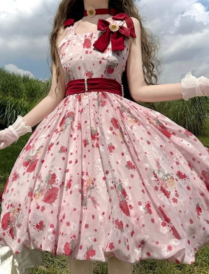 Sweet Puffy Floral Prom Gown , Blush Pink Women's Maxi Evening Dress Princess Birthday Dress RS2694