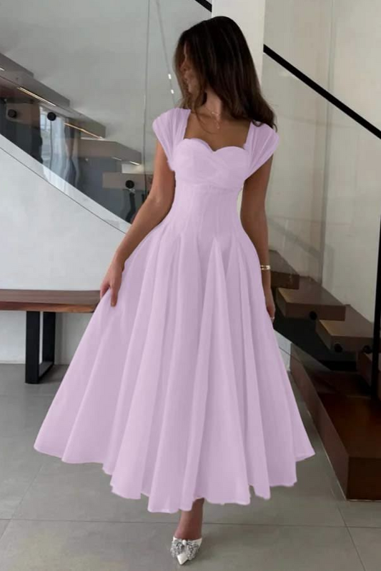 Flowy Chiffon Prom Gown Lavender Women's Corset Maxi Evening Dress Casual Dress RS2895