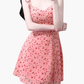 2025 Summer New Pink Floral Tube Top Lace-up Seaside Holiday Suspender Dress R0959