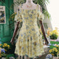 Light yellow suspender lace-up floral one-shoulder gentle style waist slim short skirt homecoming dress R4007