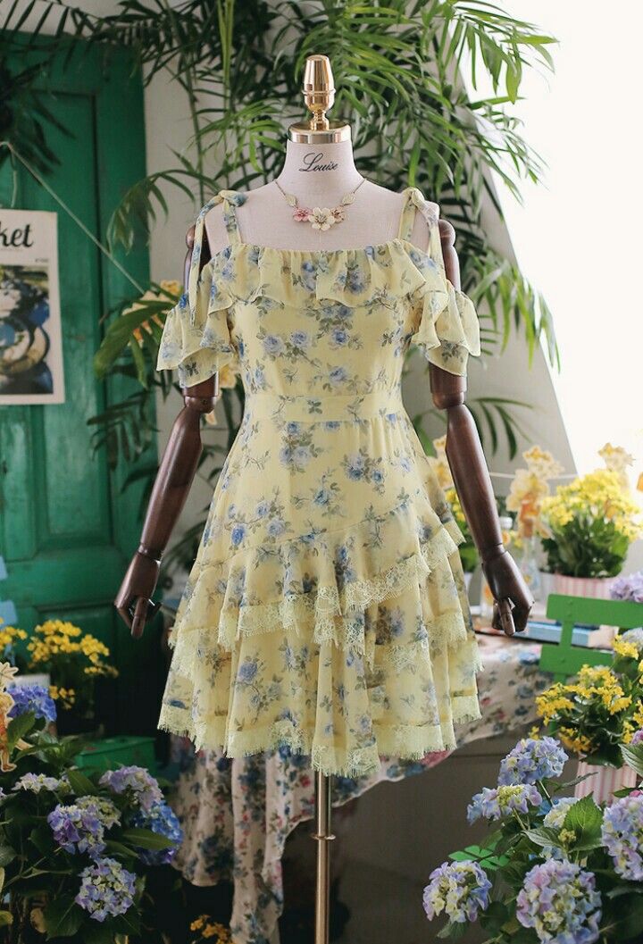 Light yellow suspender lace-up floral one-shoulder gentle style waist slim short skirt homecoming dress R4007