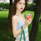 Sweet dopamine rainbow striped knitted dress small sling hip skirt pure desire forest style R1640