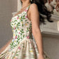 Fresh green floral suspenders low-cut sexy waist skirt homecoming dress R2623
