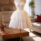 Minimalist White Lace A-Line Strapless Corset Mini Birthday Dress Homecoming Dress RS445