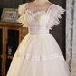Cute White Homecoming Dress , Embroidered Tulle Pretty Corset Short Prom Dress Cami Dress RS1693