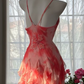 Hazy Chiffon Applique Women's Homecoming Dress Red Corset Short Prom Gown Party Dress RS2950