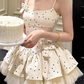 Cute Ivory A-Line Spaghetti Straps Polka Dots Corset Mini Prom Dress Homecoming Dress RS647
