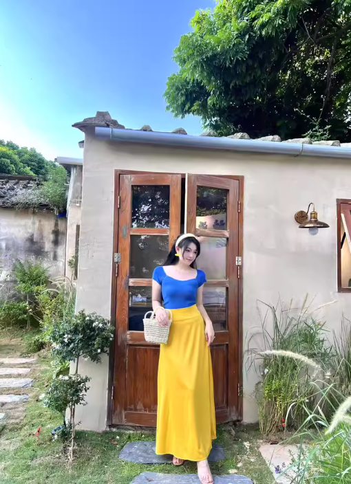 French Dopamine Disney Outfit Set Women's Summer Temperament Top High Waist Skirt R3145